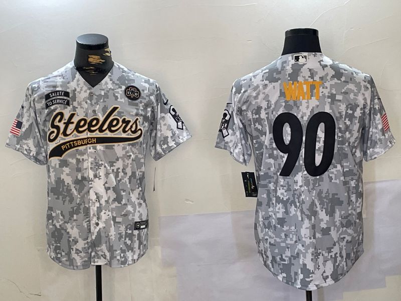Men Pittsburgh Steelers #90 Watt Nike Arctic Camo 2024 Salute to Service Limited NFL Jersey style 2->pittsburgh steelers->NFL Jersey